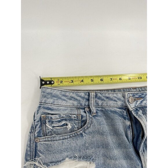 AE AMERICAN EAGLE MOM SHORT‎ STRIGID WOMENS JEAN SHORTS Size 12 Distressed - Picture 13 of 14